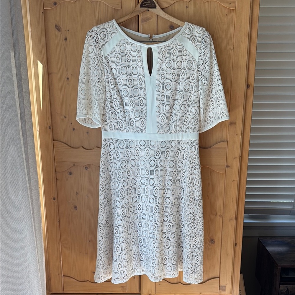 Eliza J shift Cream Lace eyelet Dress. Size 10